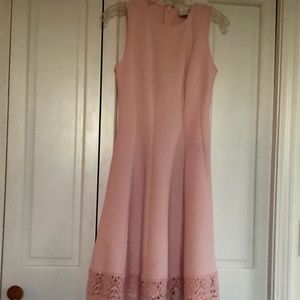 Pink midi dress with lace fringe